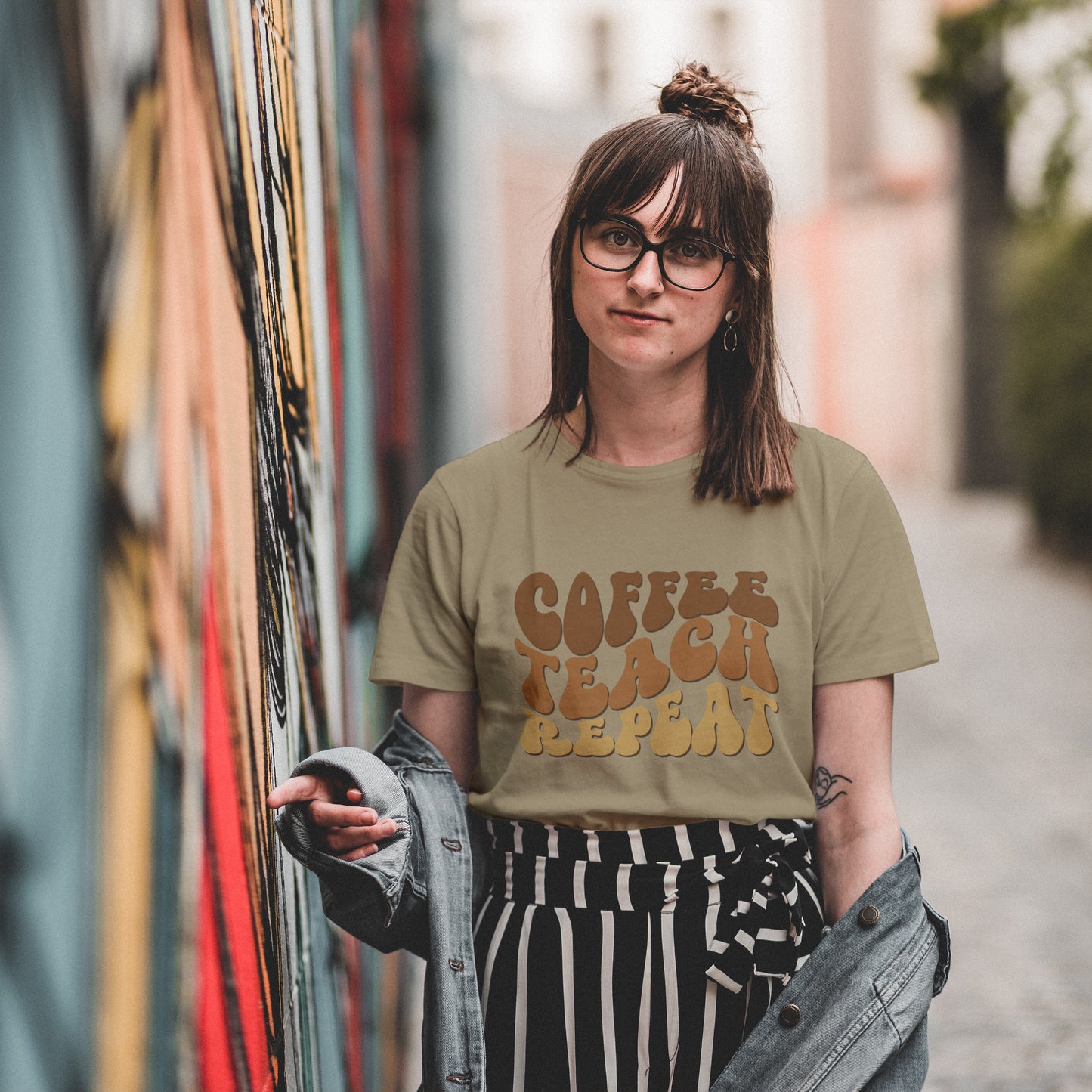 Coffee,Teach, Repeat - Women's Graphic T-Shirt
