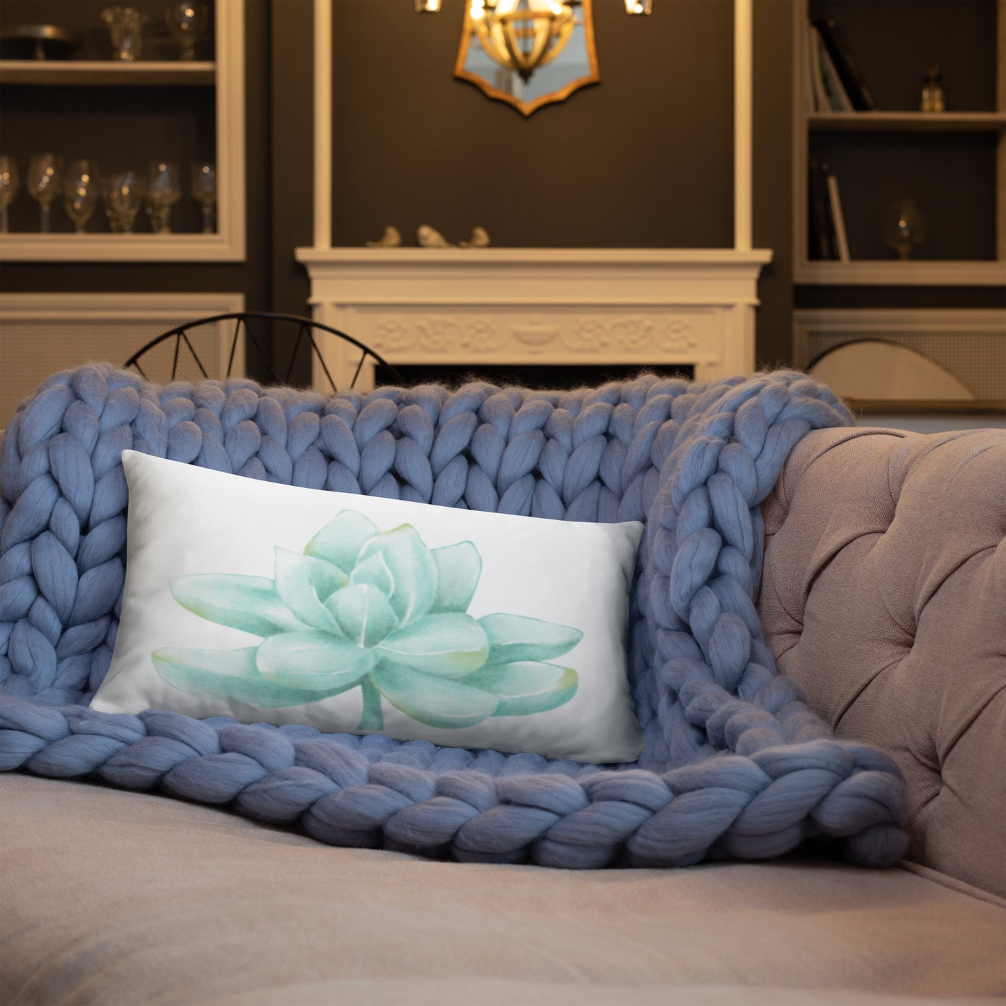 Aqua Succulent Pillow