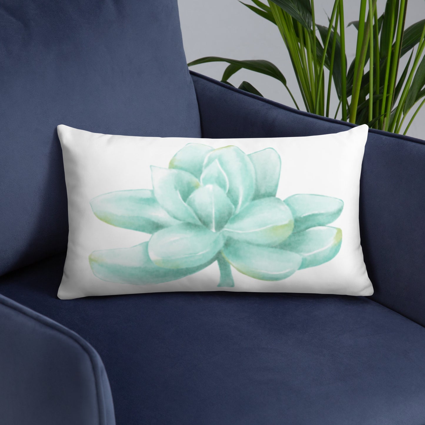 Aqua Succulent Pillow