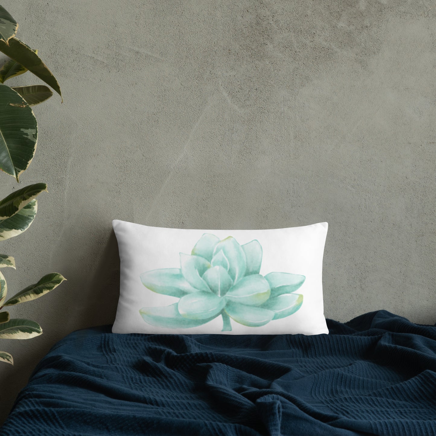 Aqua Succulent Pillow
