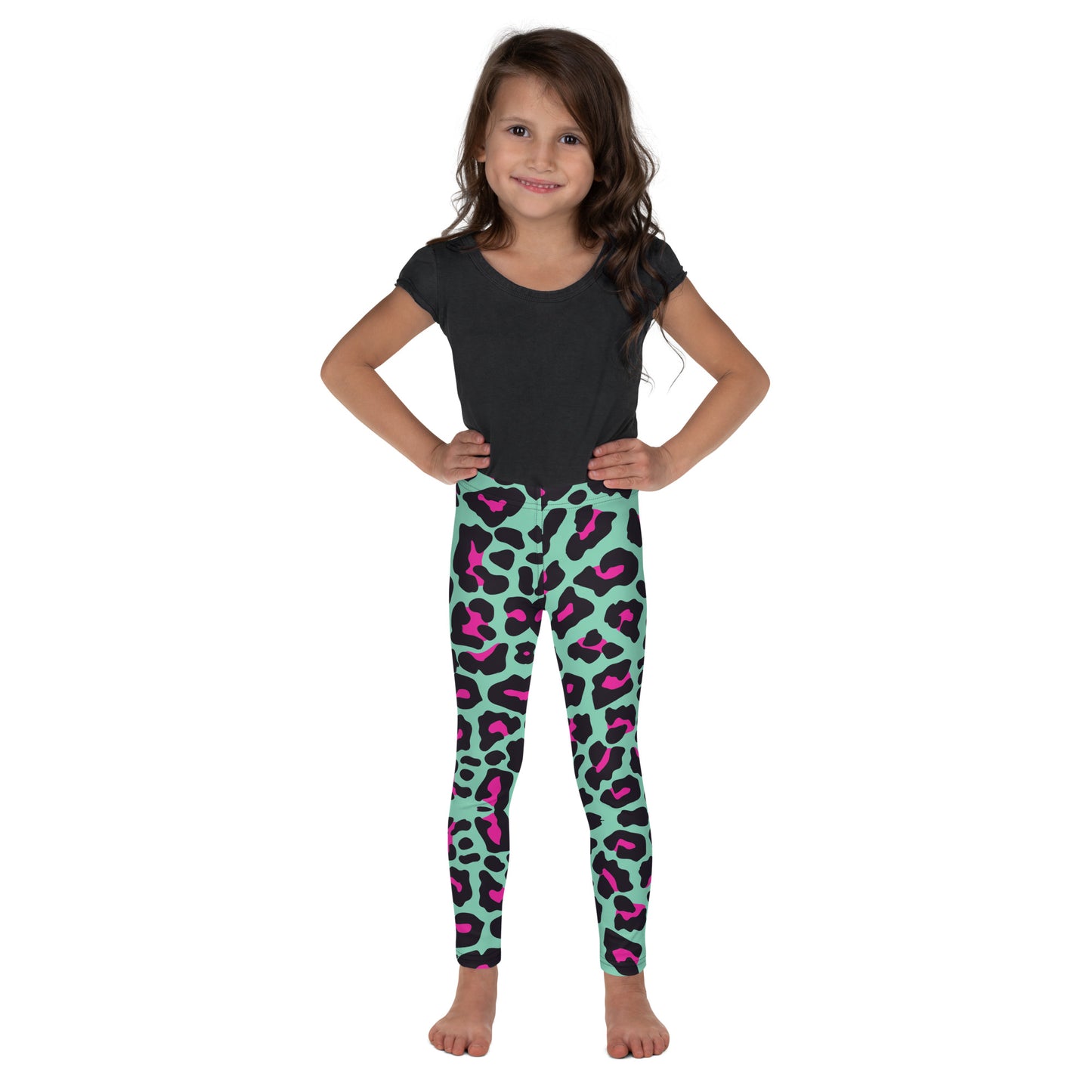 Green and Pink Leopard Print Leggings 4T-7Y