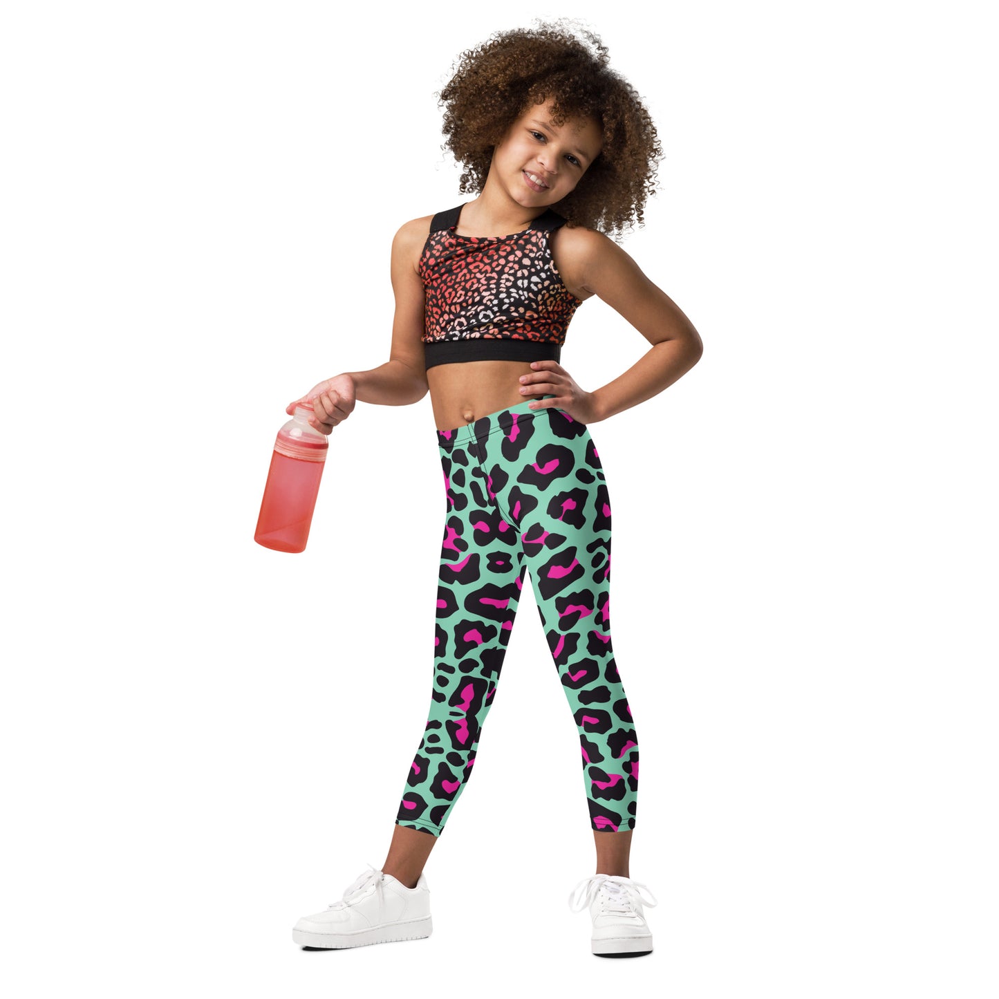 Green and Pink Leopard Print Leggings 4T-7Y