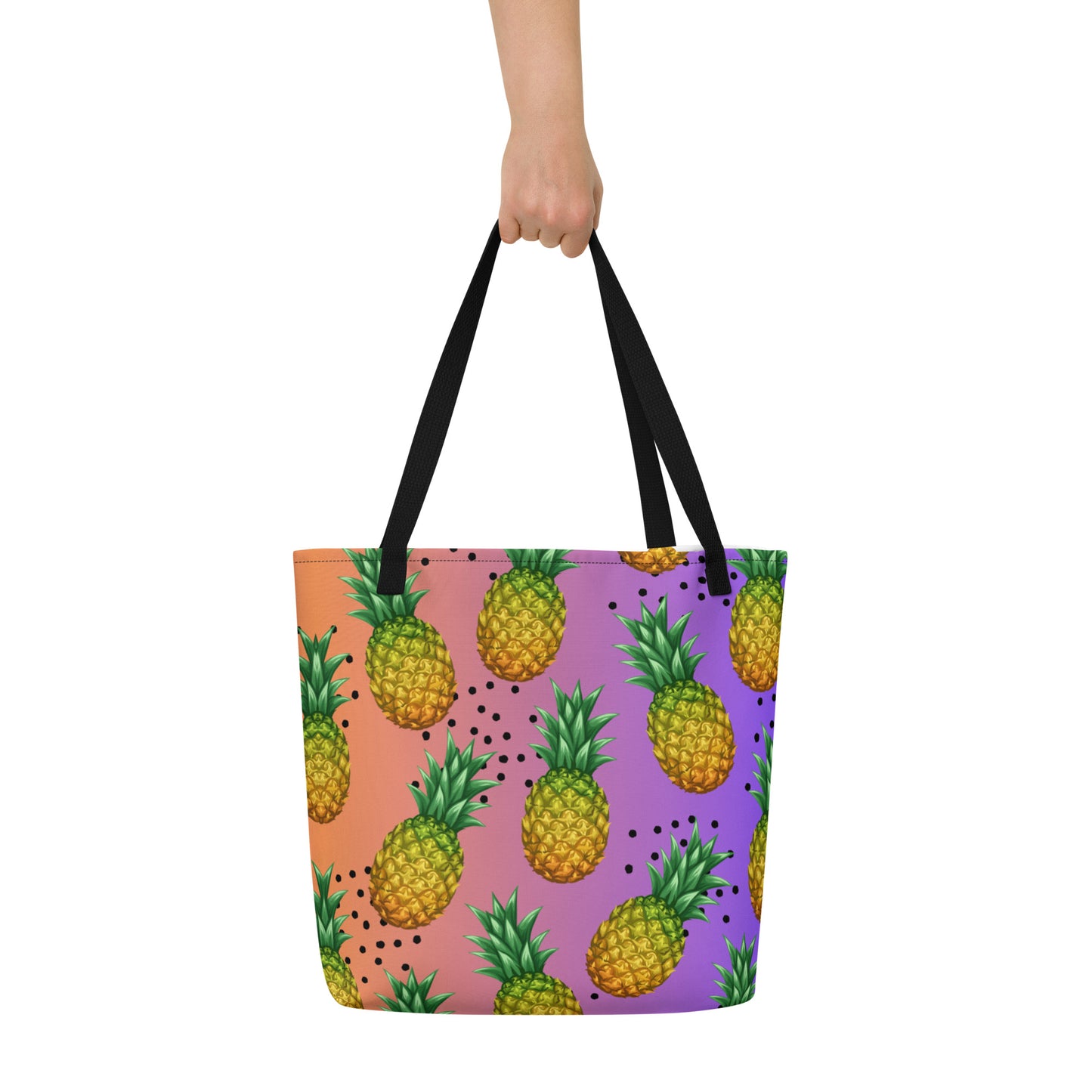Pineapple Print Large Tote Bag
