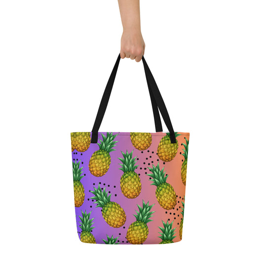 Pineapple Print Large Tote Bag