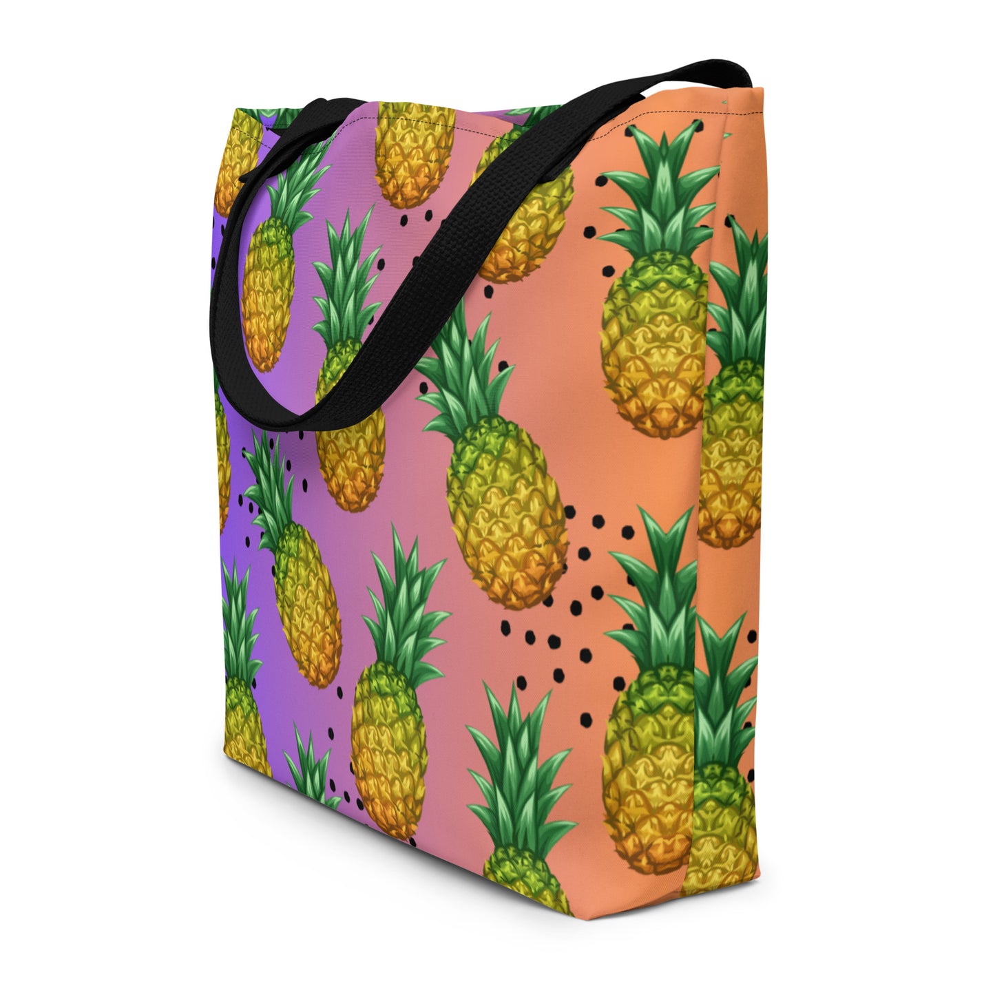 Pineapple Print Large Tote Bag