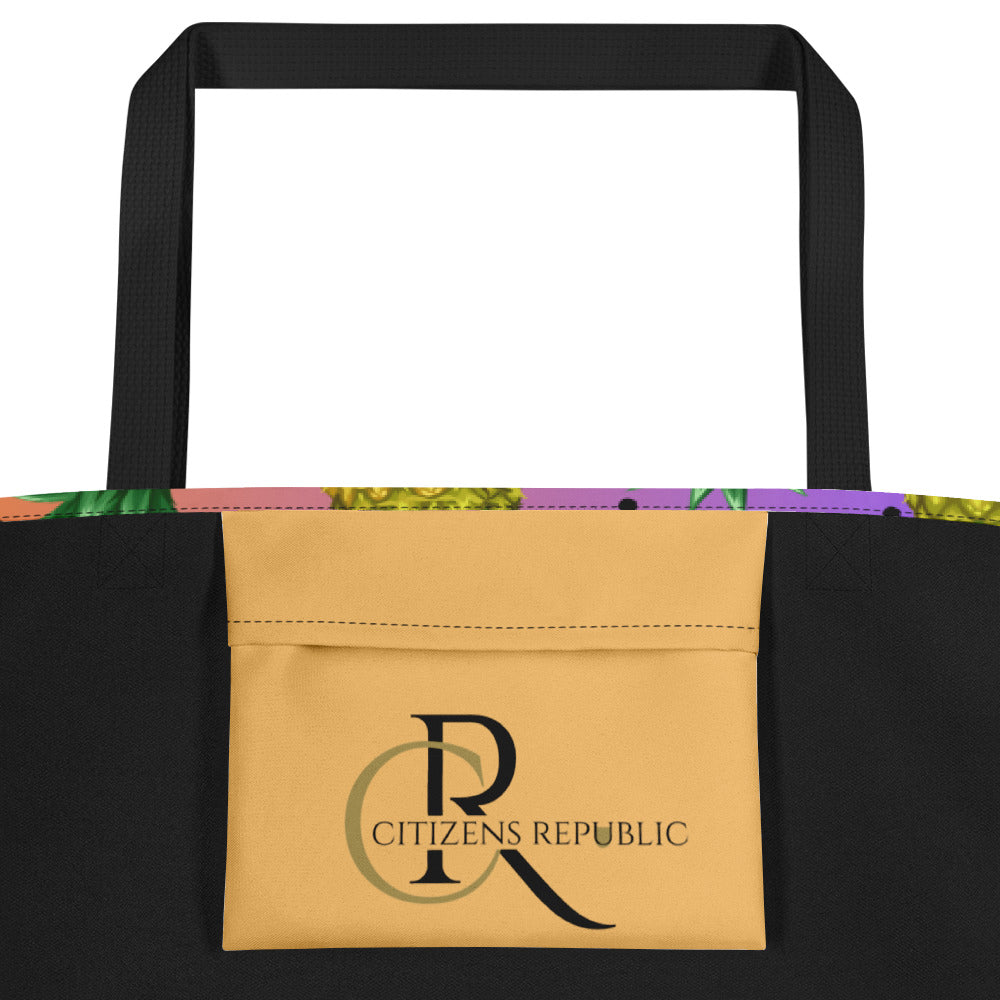 Pineapple Print Large Tote Bag