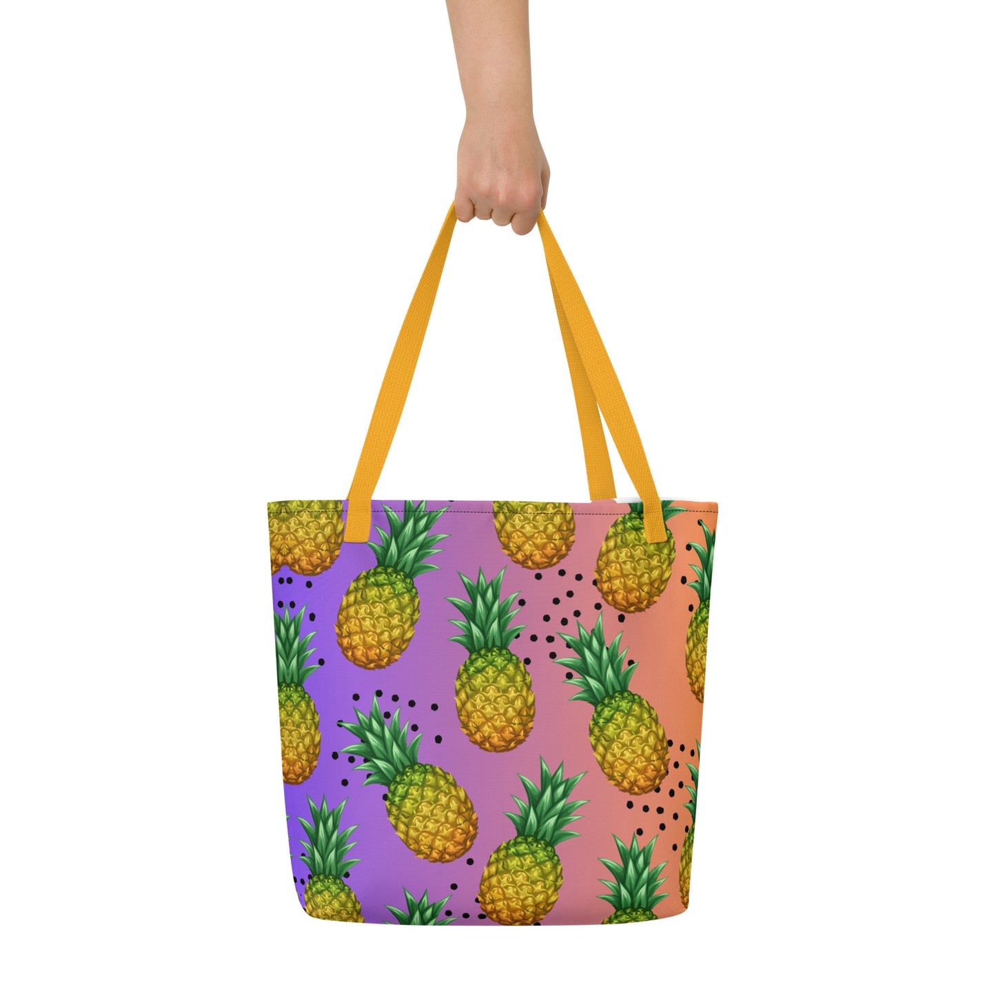Pineapple Print Large Tote Bag