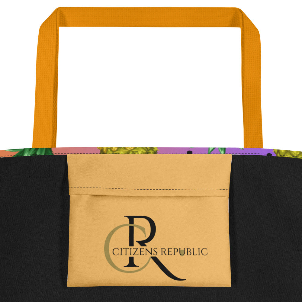 Pineapple Print Large Tote Bag