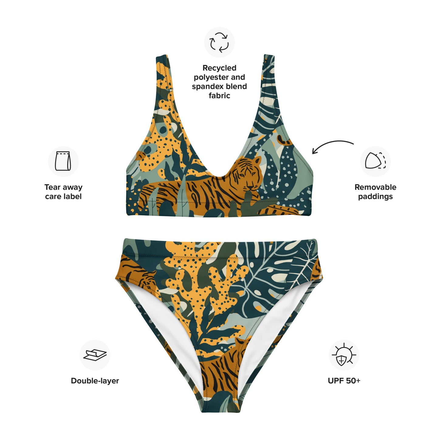 Jungle Print High-Waisted Bikini Set