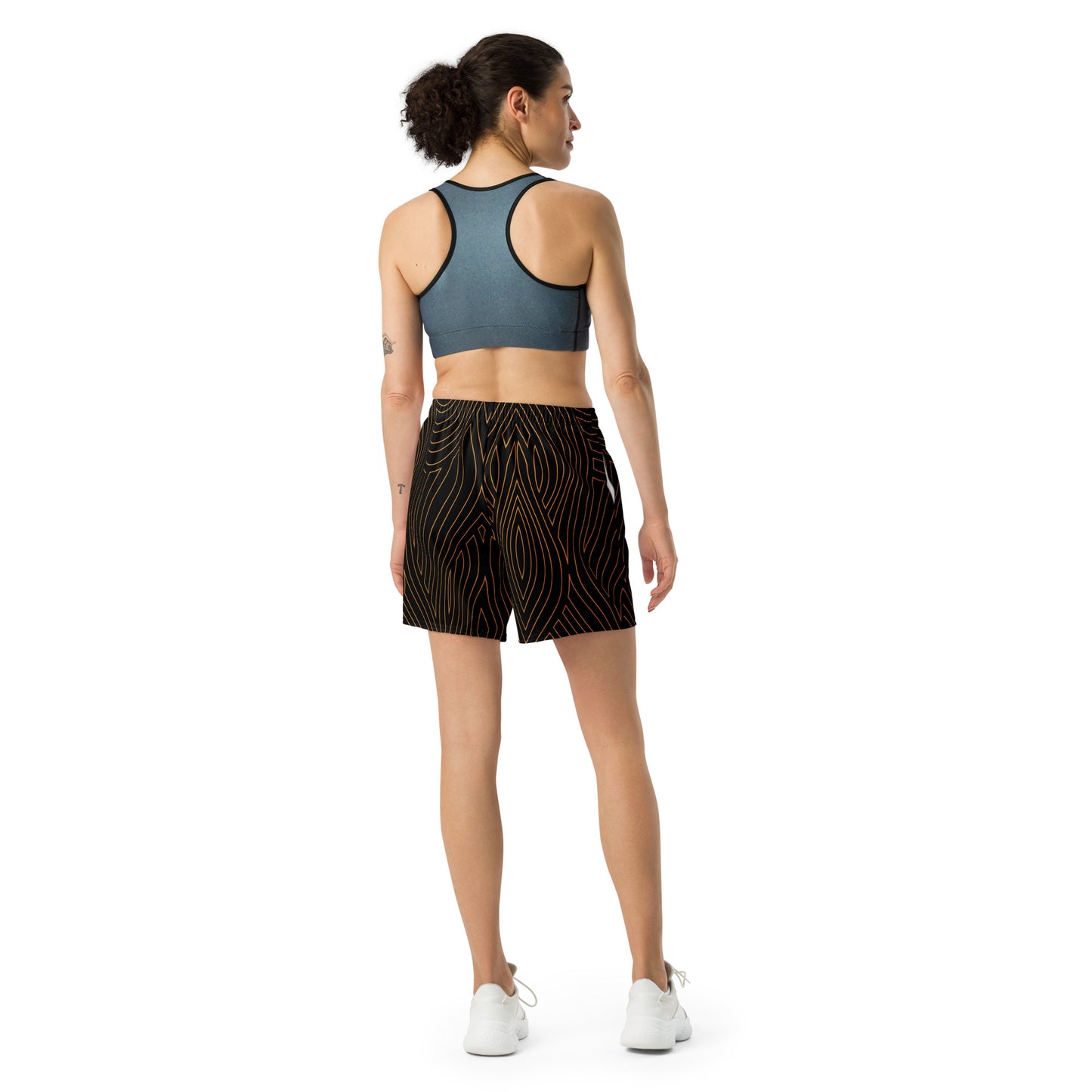 Gold Abstract Athletic Long Shorts