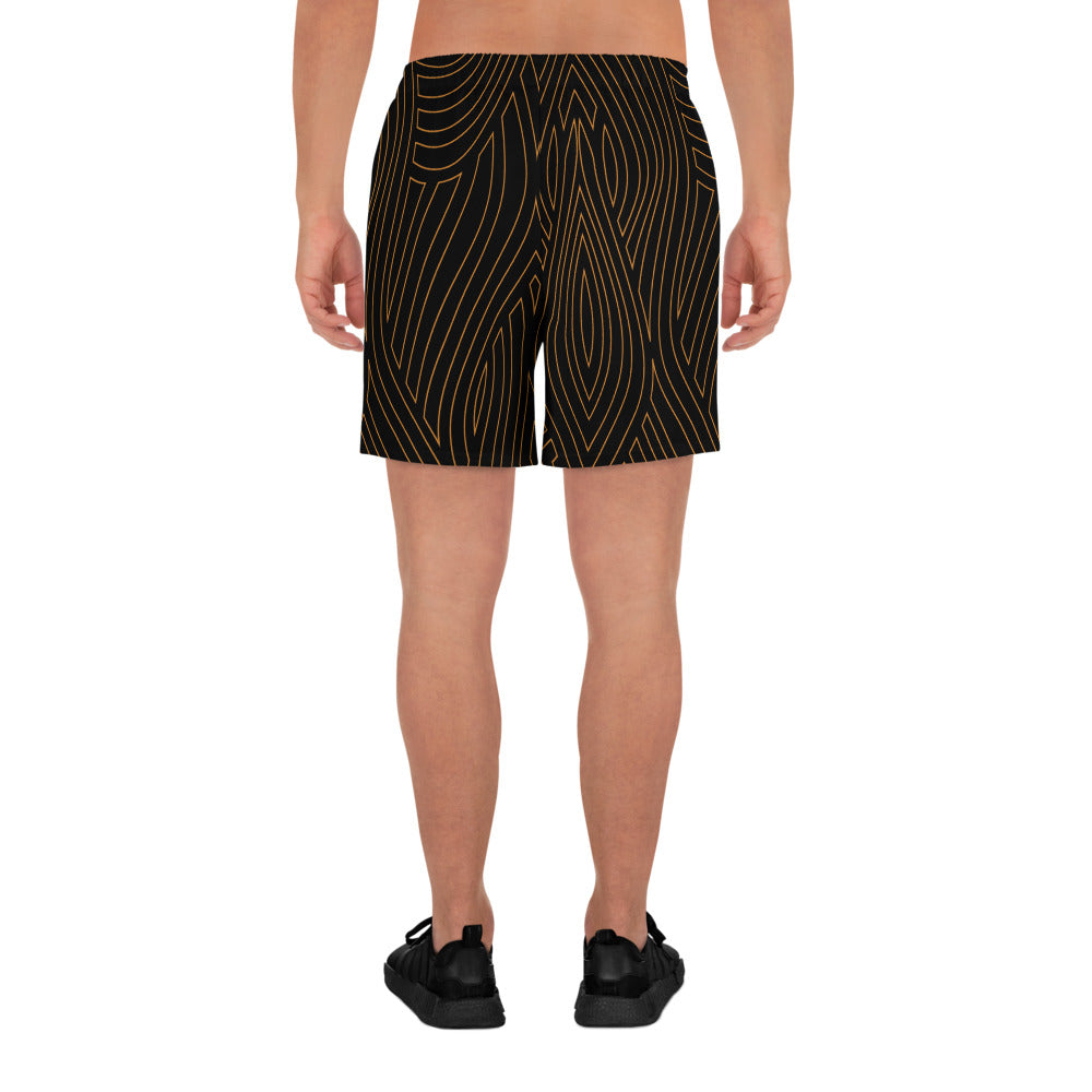 Gold Abstract Athletic Long Shorts