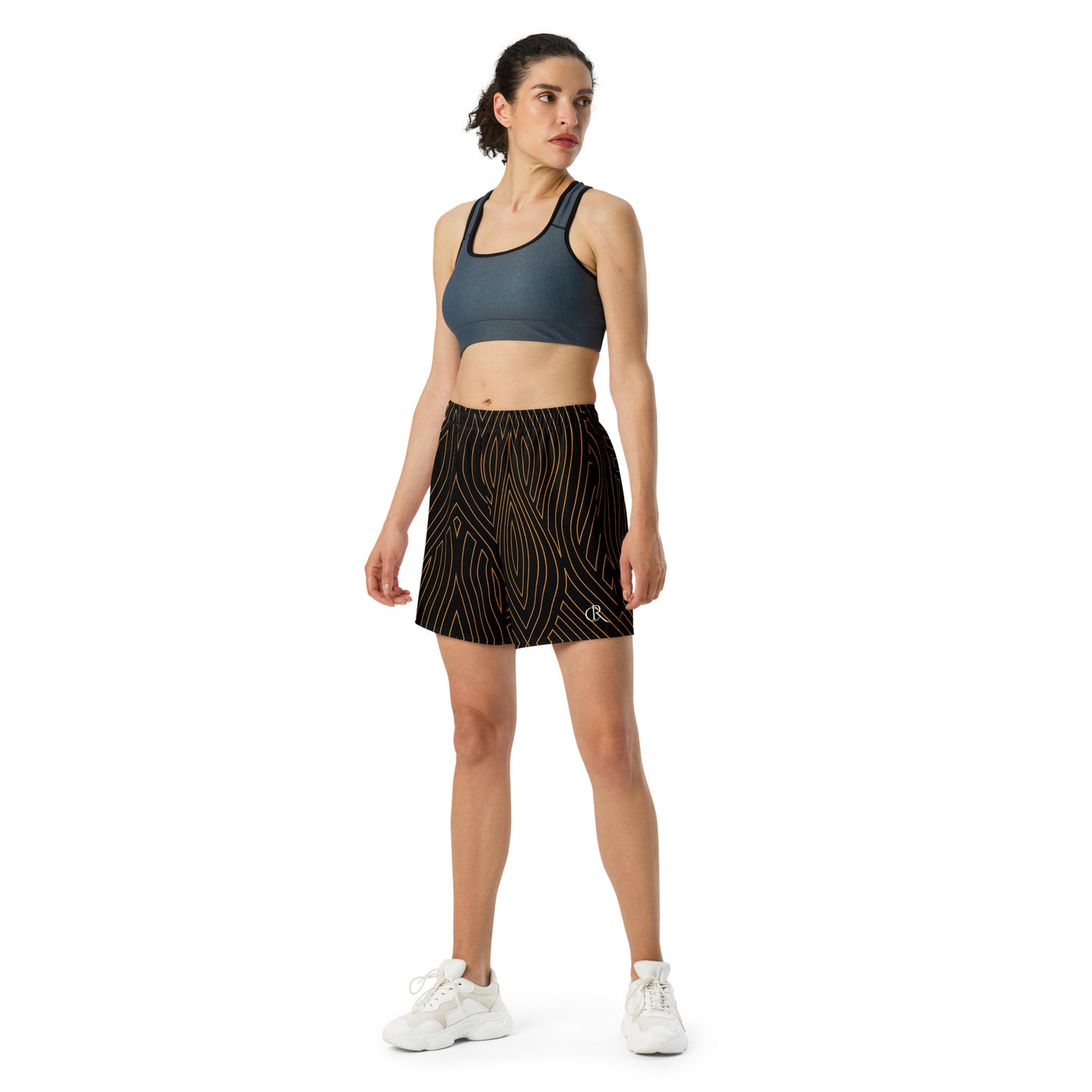 Gold Abstract Athletic Long Shorts