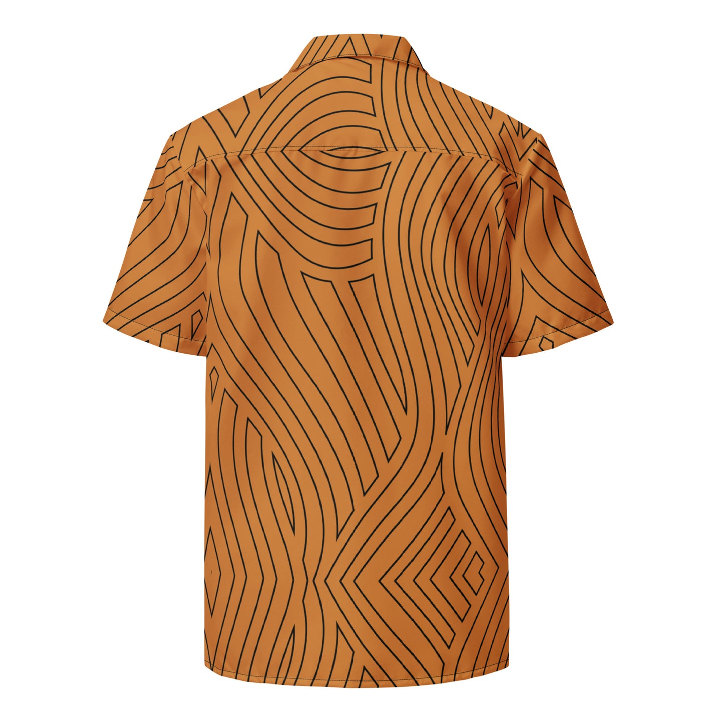 Black Unisex Abstract Button-Up Shirt