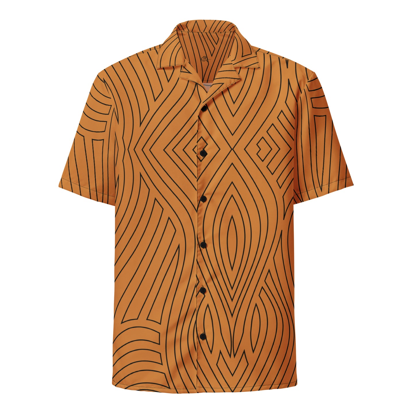 Black Unisex Abstract Button-Up Shirt
