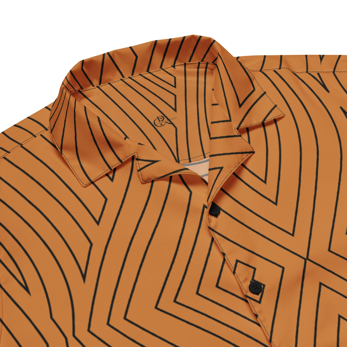 Black Unisex Abstract Button-Up Shirt