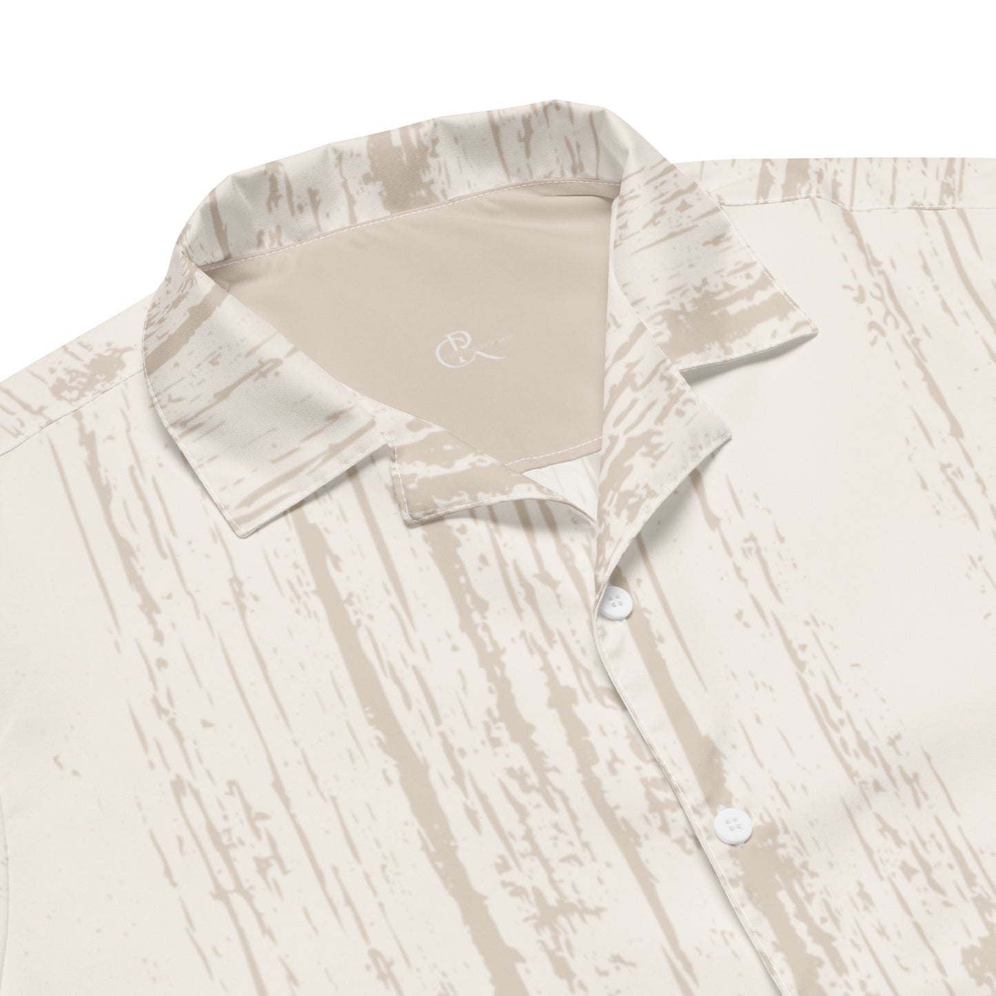 Tan Lined Unisex Button Up Shirt
