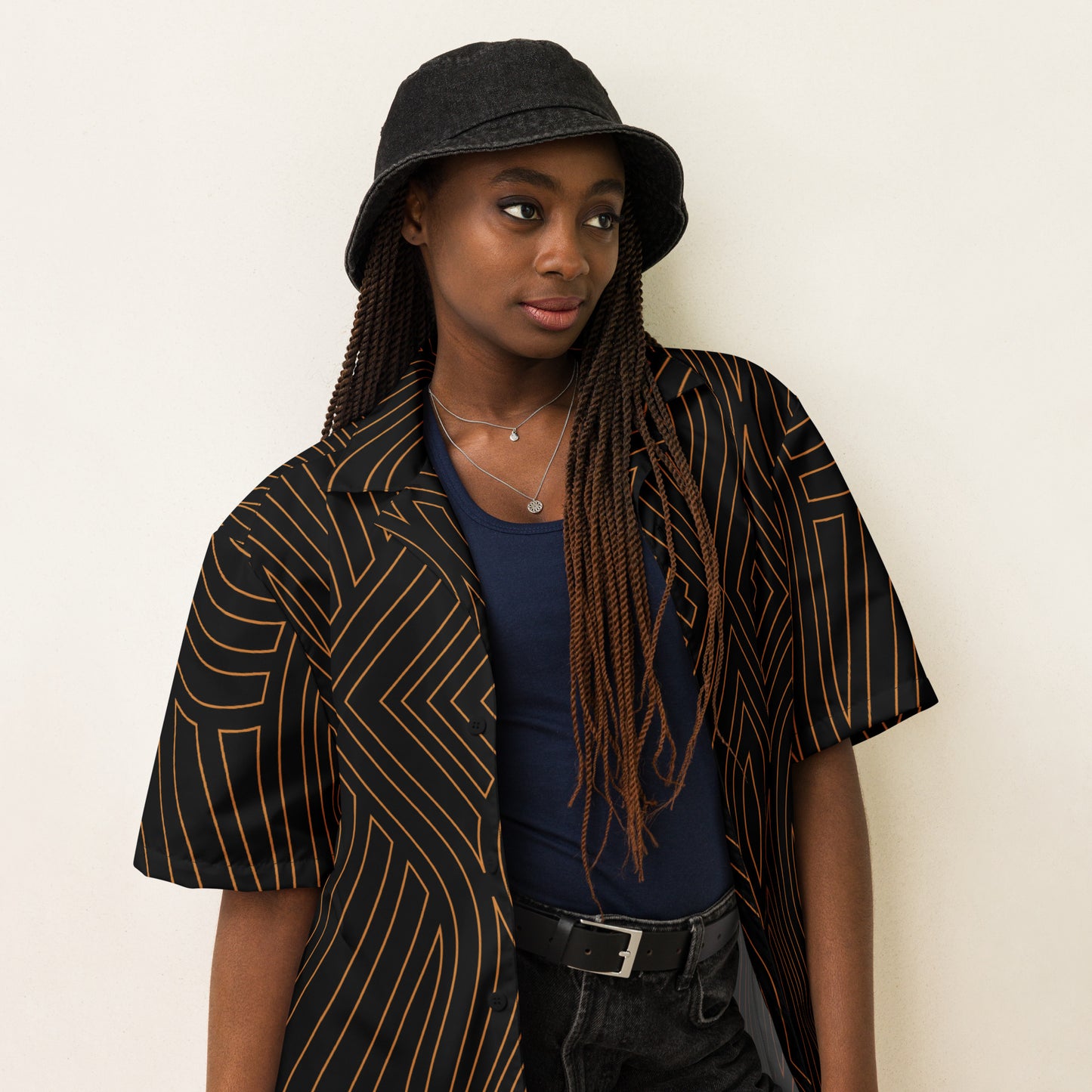 Gold Abstract Button-Up Shirt