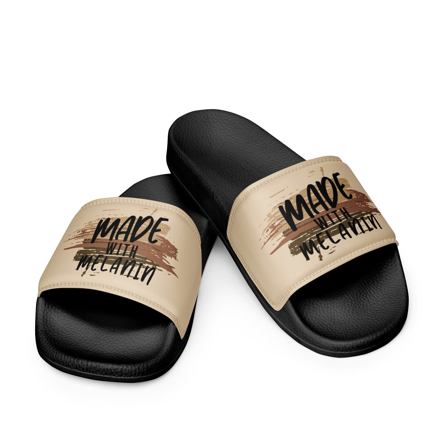 Made with Melanin Men’s slides (black font)