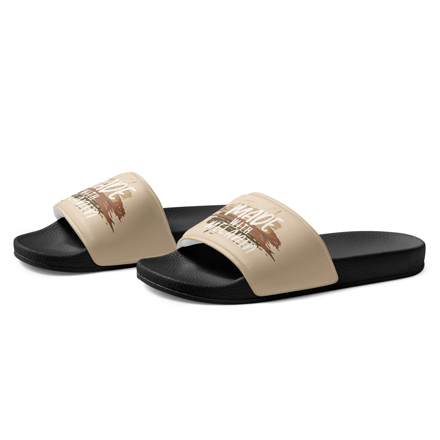 Made with Melanin Men’s Slides (white font)