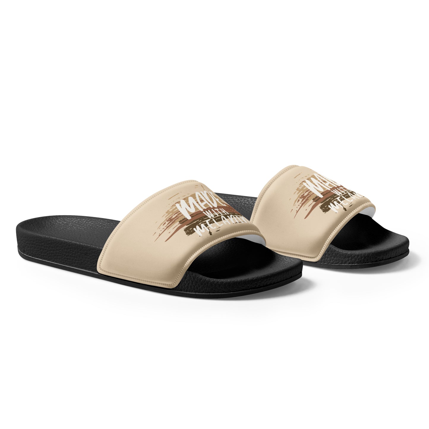 Made with Melanin Men’s Slides (white font)