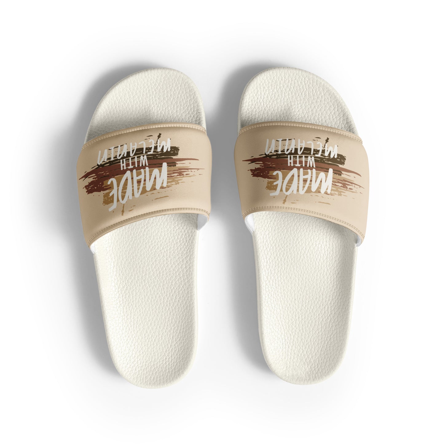 Made with Melanin Men’s Slides (white font)