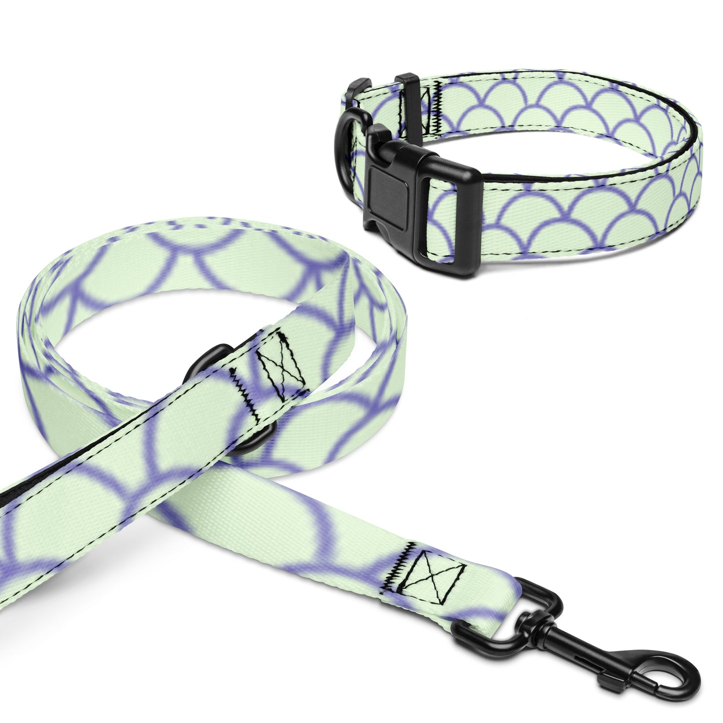 Purple Scallops Pet Collar & Leash