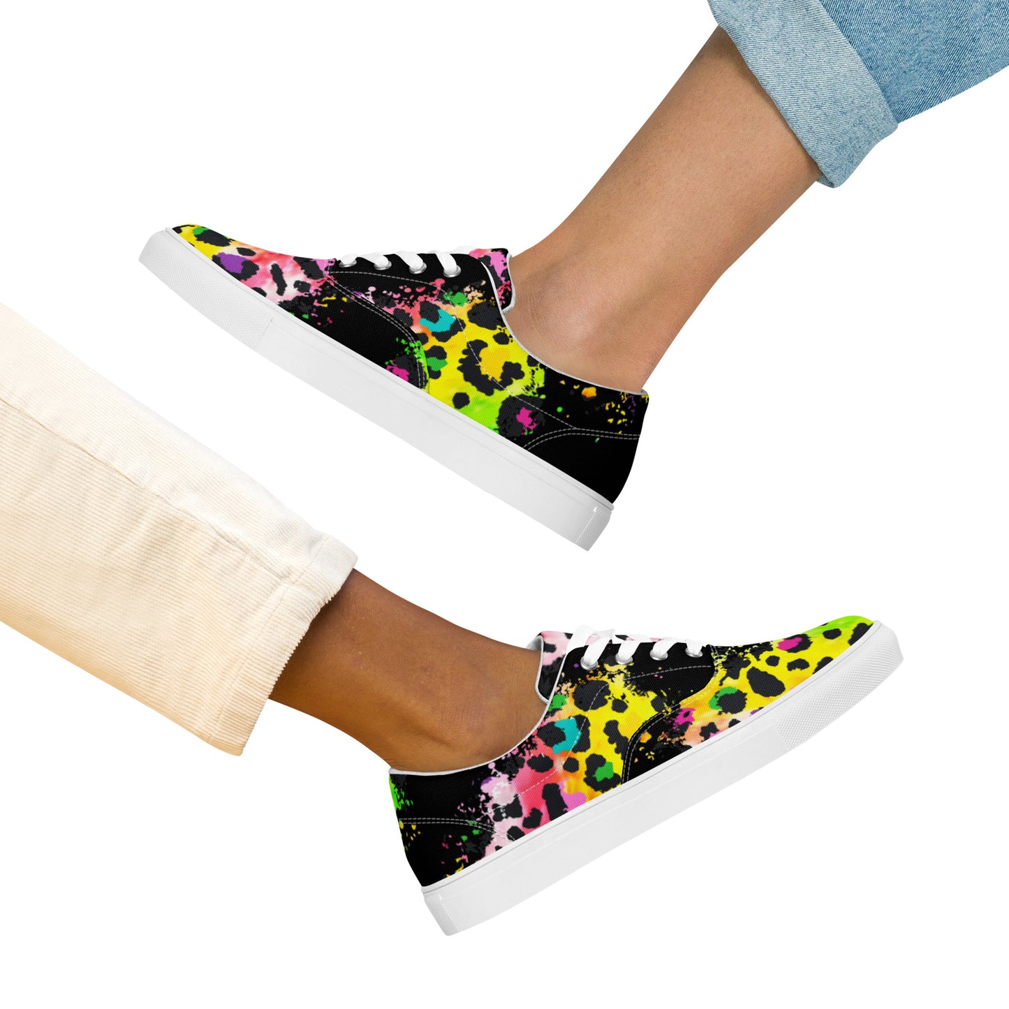 Neon Leopard Womens Canvas Lace-ups