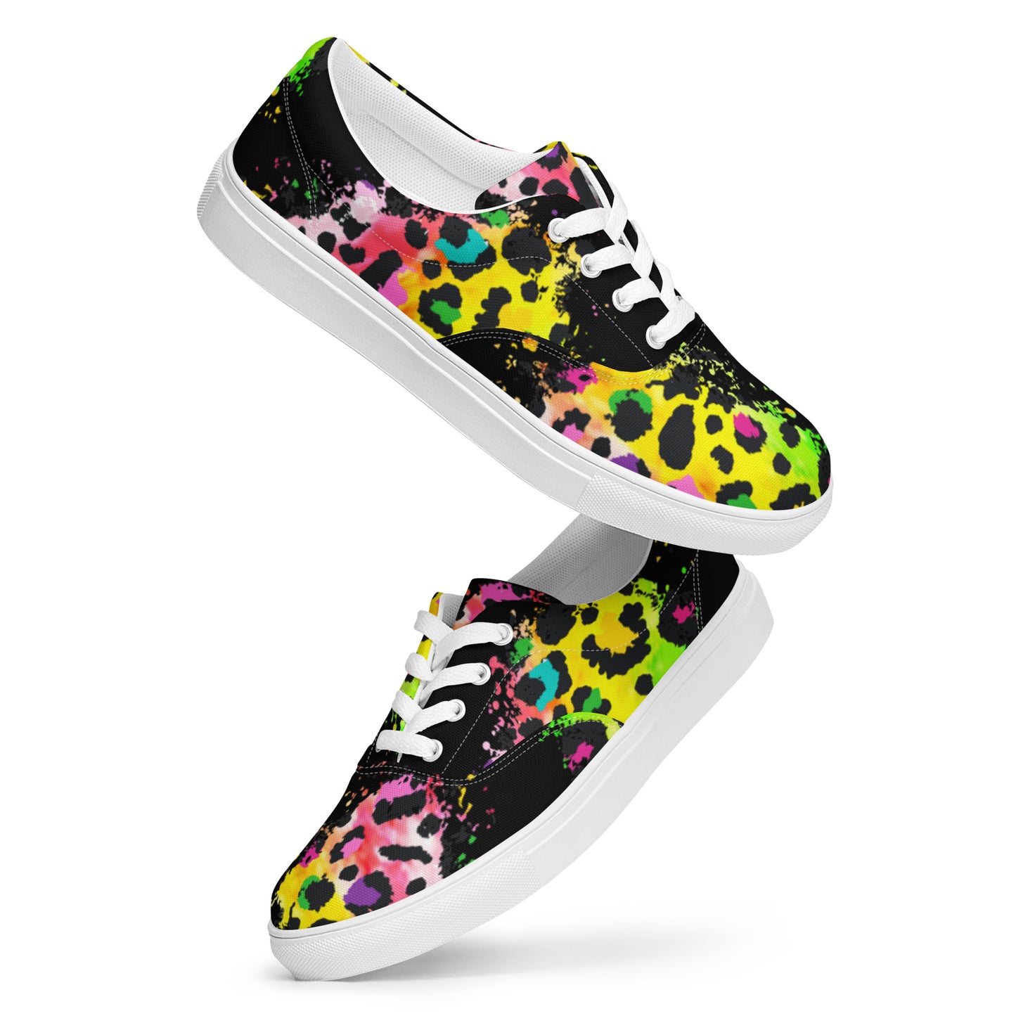 Neon Leopard Womens Canvas Lace-ups
