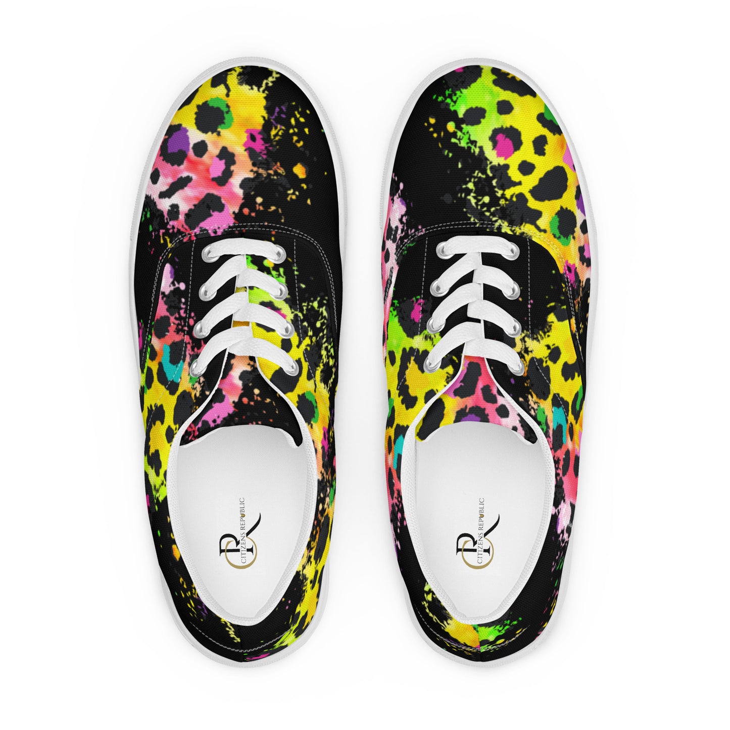Neon Leopard Womens Canvas Lace-ups