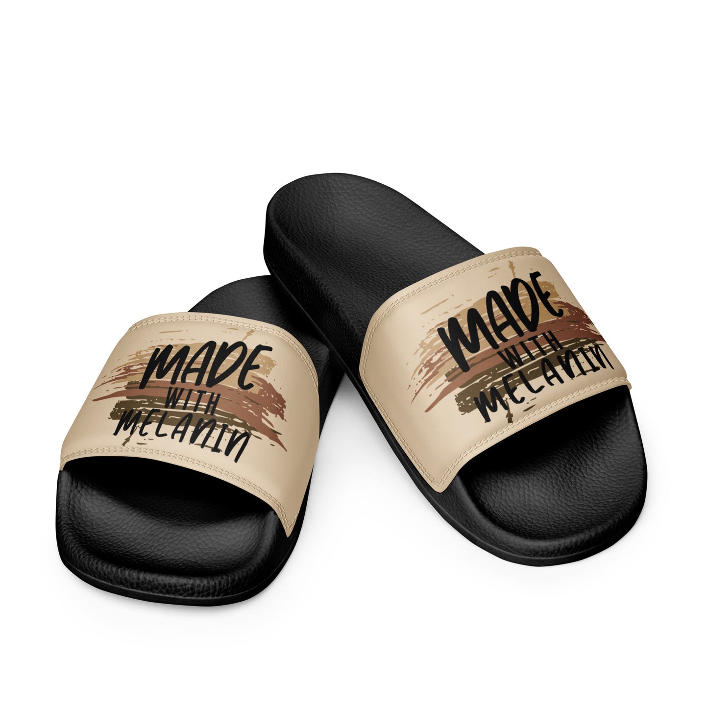 Made with Melanin Women's Slides (black font)