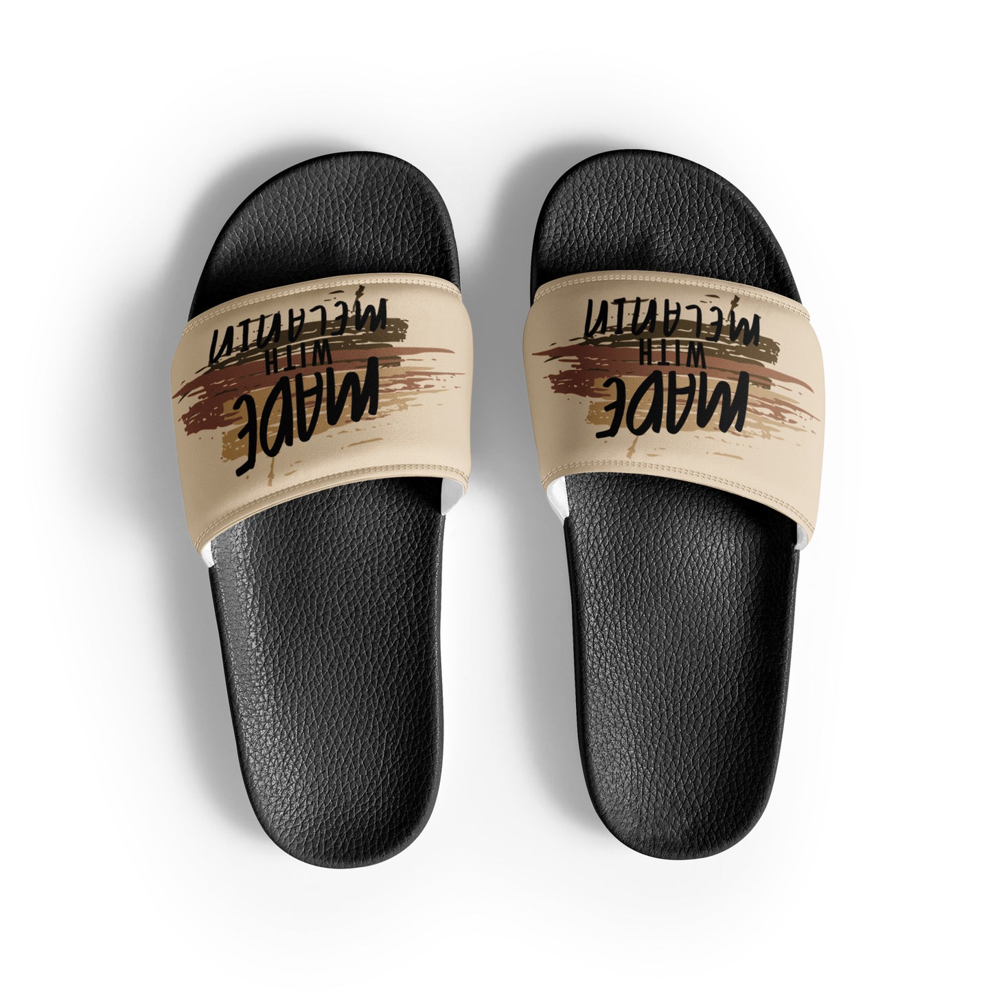 Made with Melanin Women's Slides (black font)