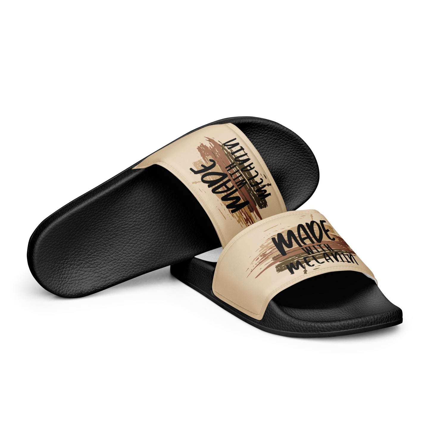 Made with Melanin Women's Slides (black font)
