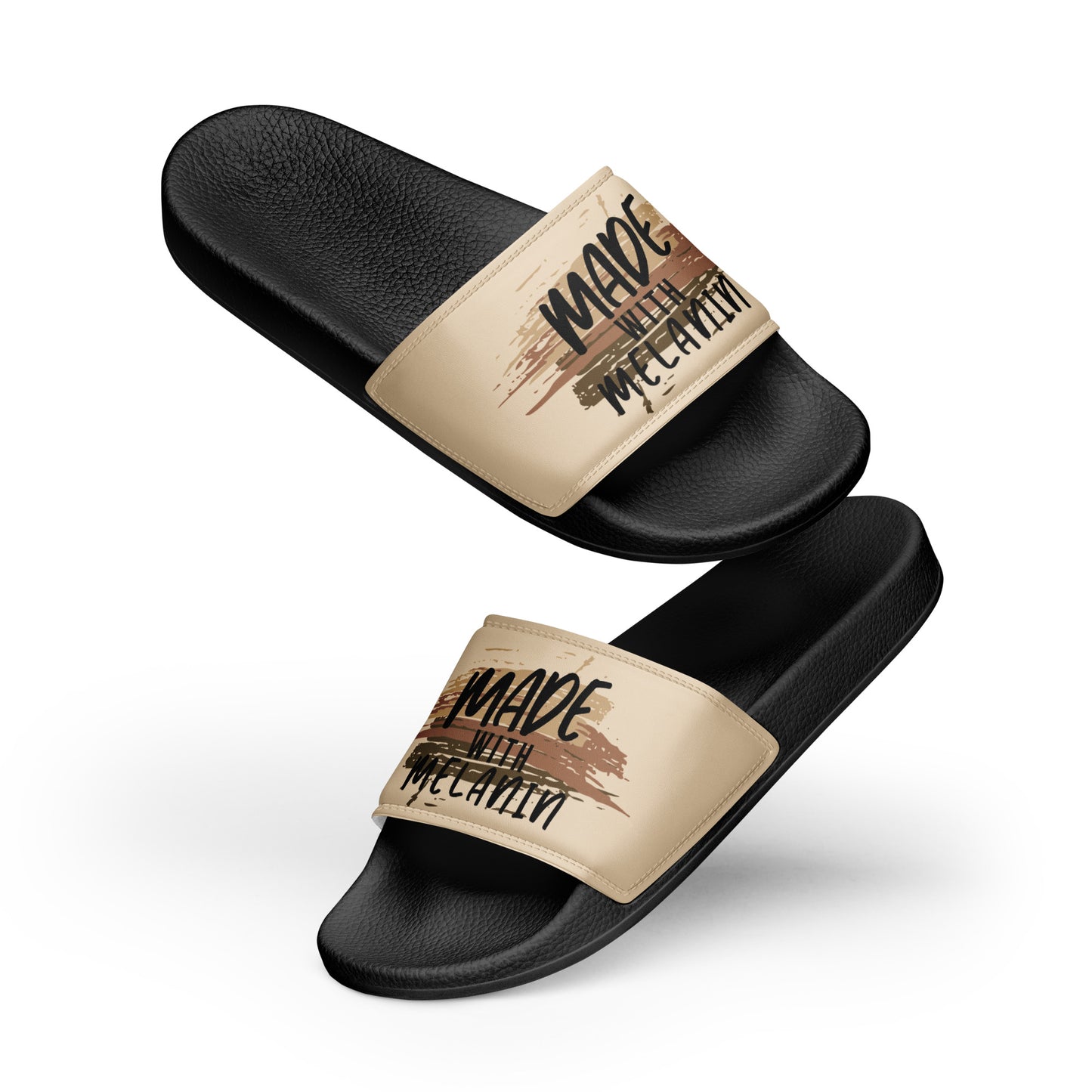 Made with Melanin Women's Slides (black font)