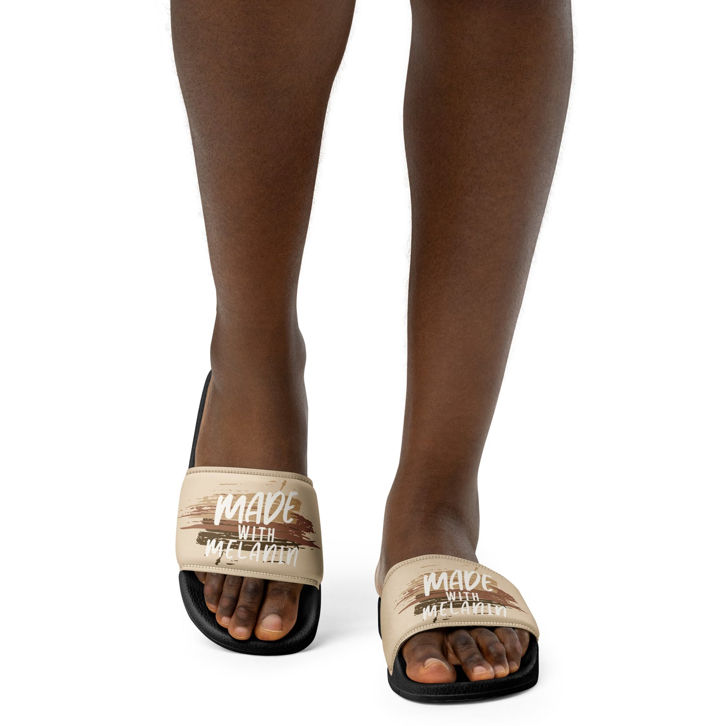 Made with Melanin Women's Slides (white font)