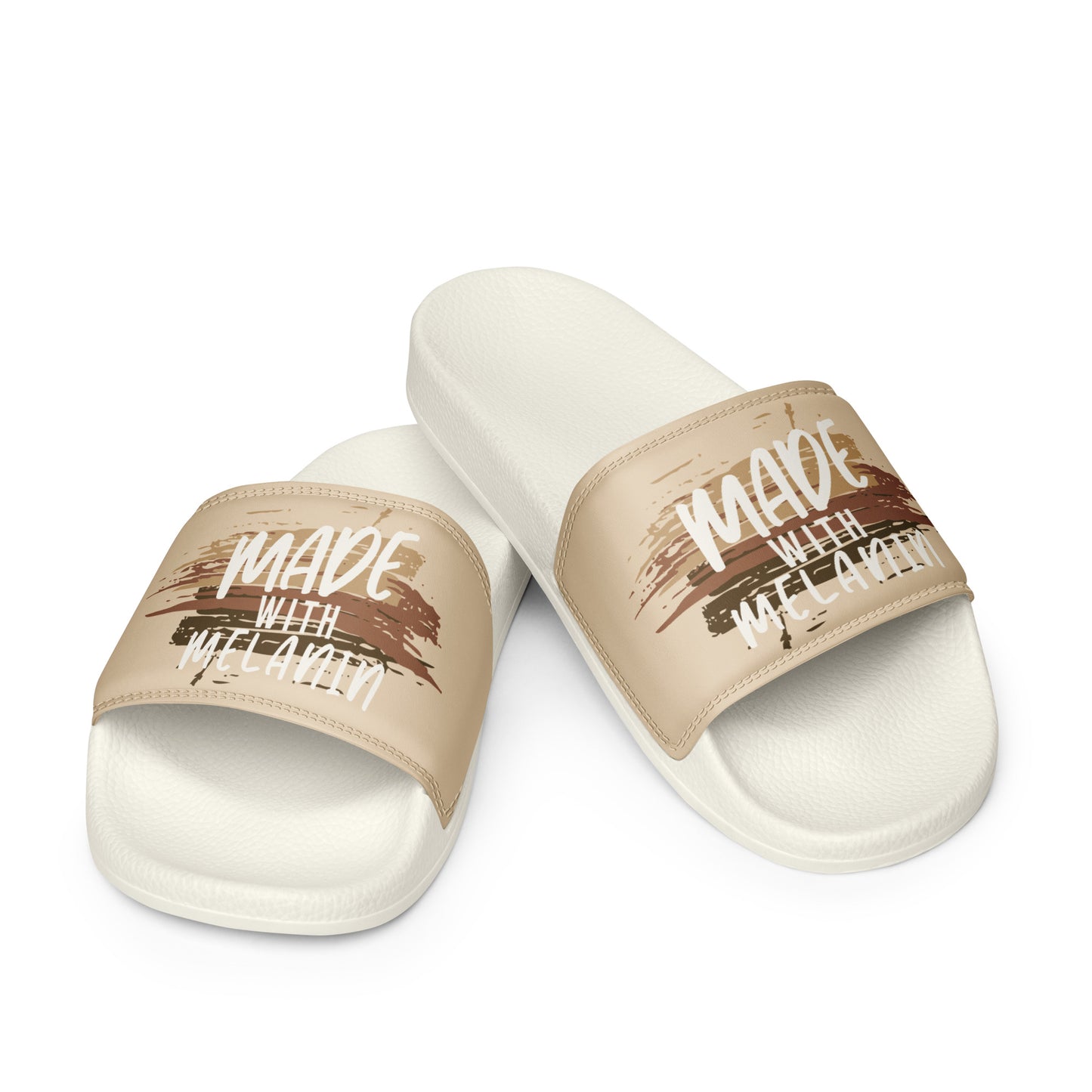 Made with Melanin Women's Slides (white font)
