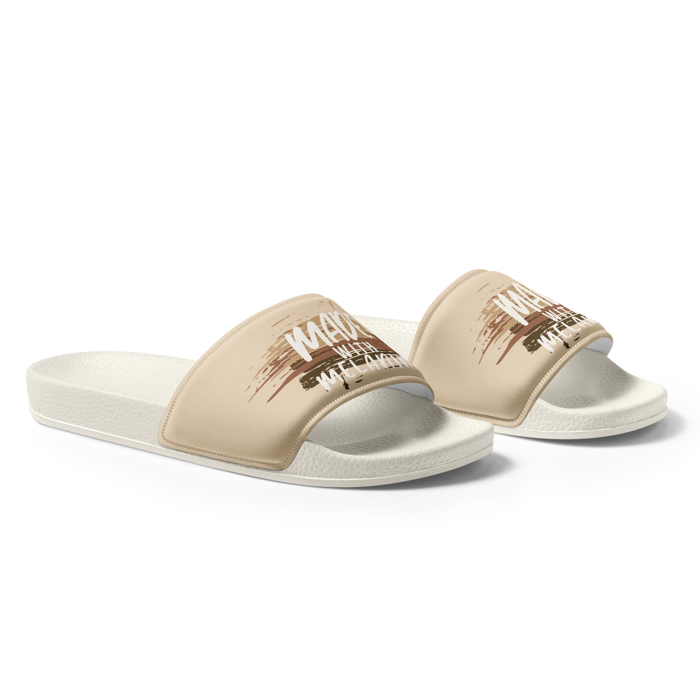 Made with Melanin Women's Slides (white font)