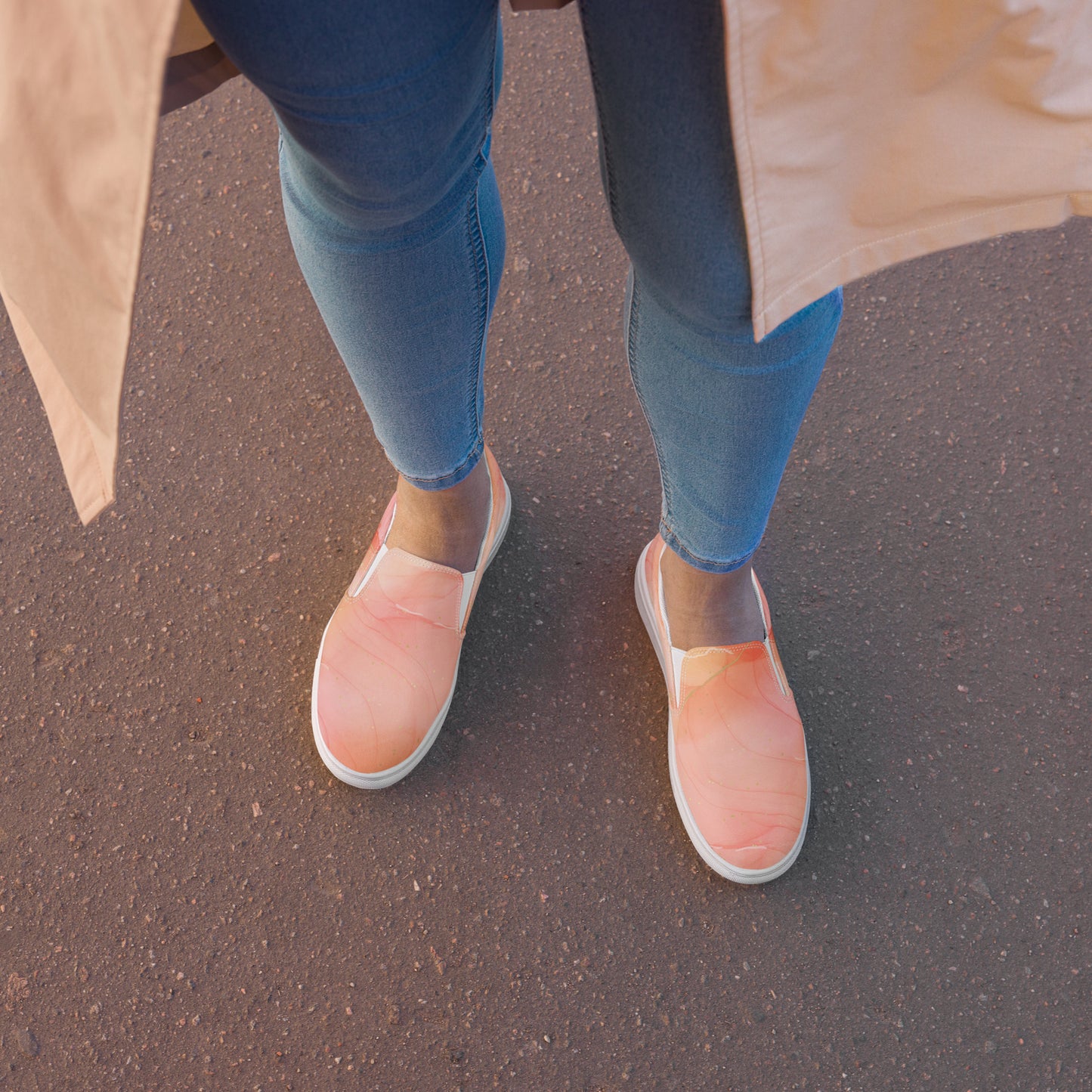 Just Peachy - Women's Canvas Slip-On Sneakers